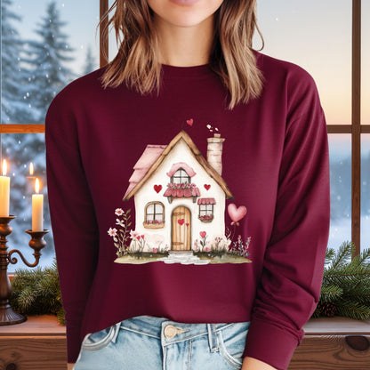 Cute Pink Valentine's Cottage Long Sleeve Tee