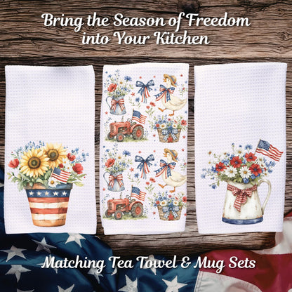 Vintage Patriotic Farmhouse with Goose Tea Towel