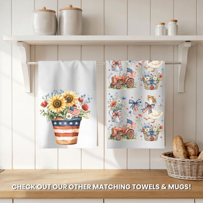 Vintage Patriotic Farmhouse with Goose Tea Towel