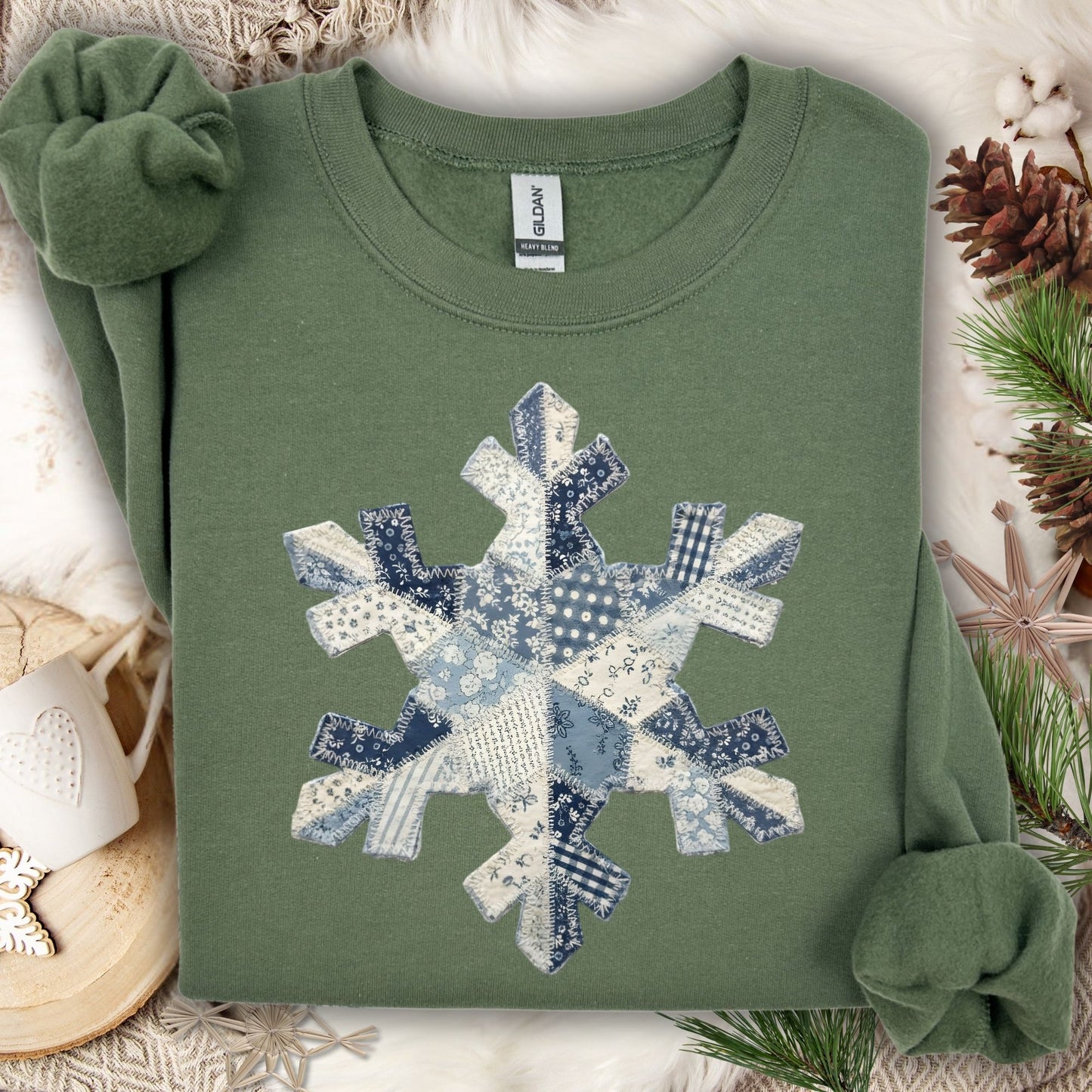 Faux Patchwork Country Snowflake Sweatshirt
