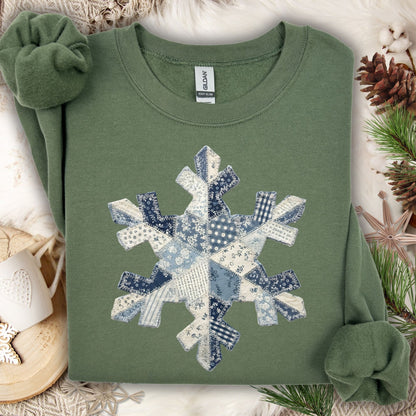 Faux Patchwork Country Snowflake Sweatshirt