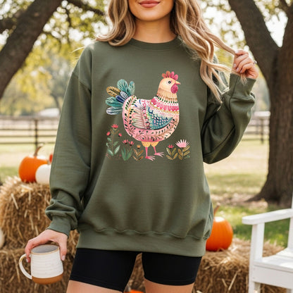 Folk Art Chicken Sweatshirt