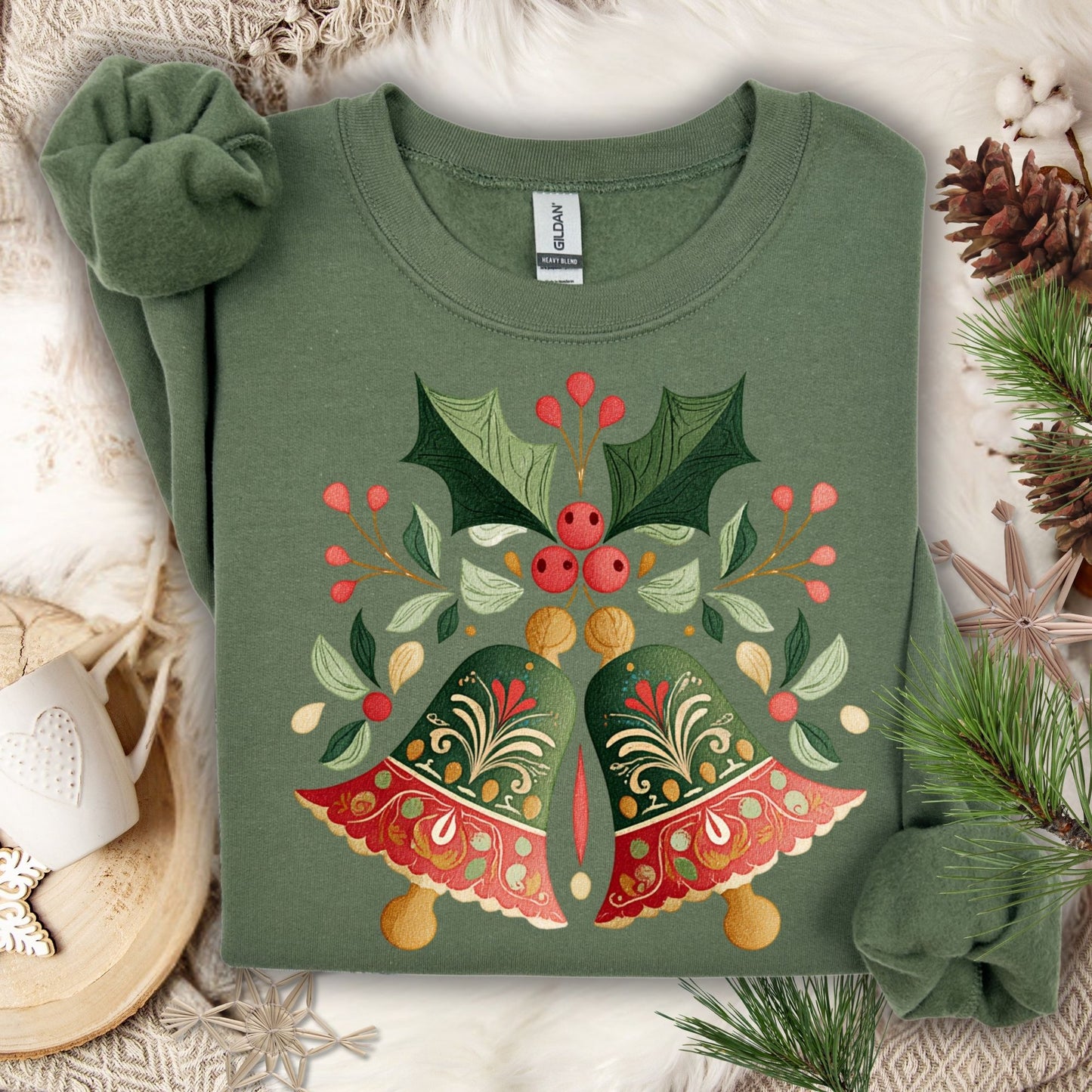 Folk Art Christmas Bells Sweatshirt