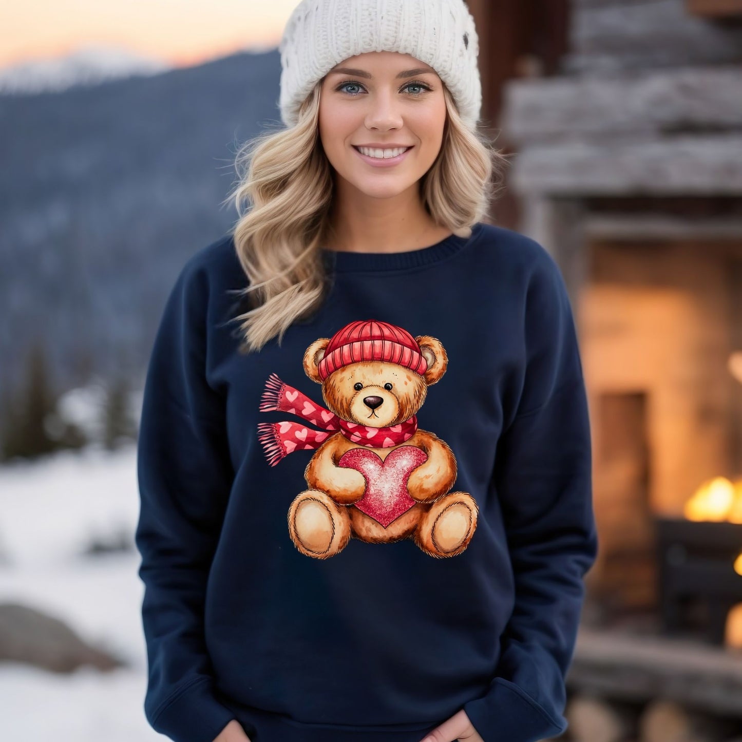 Valentine's Teddy Bear with Heart Sweatshirt