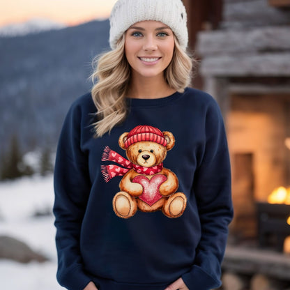 Valentine's Teddy Bear with Heart Sweatshirt