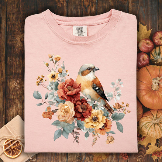 Autumn Sparrow with Roses T-Shirt