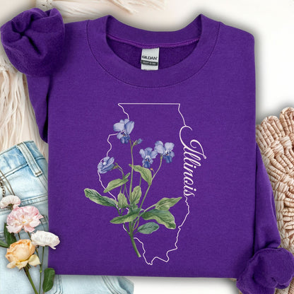 Illinois State Flower Sweatshirt - Common Wood Violet