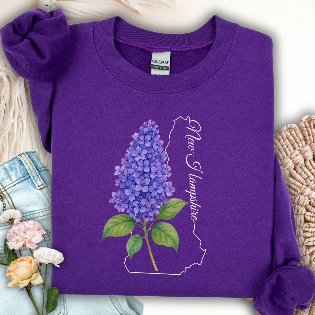 New Hampshire State Flower Sweatshirt - Lilac