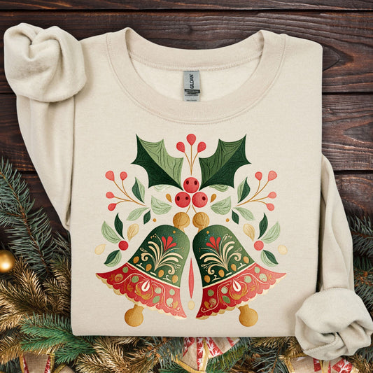 Folk Art Christmas Bells Sweatshirt