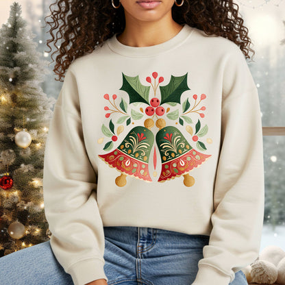 Folk Art Christmas Bells Sweatshirt