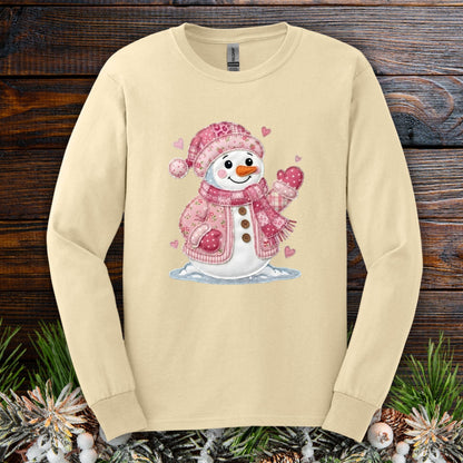 Pink Faux Patchwork Valentine's Snowman Sweatshirt