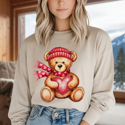 Valentine's Teddy Bear with Heart Long Sleeve Tee