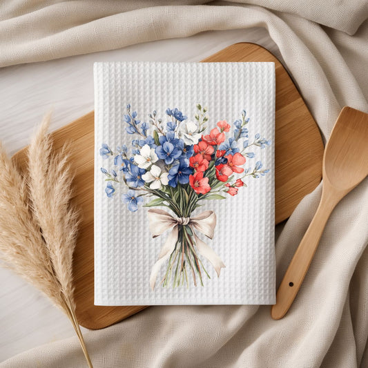 Patriotic Floral Bouquet Tea Towel