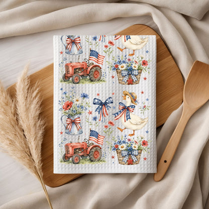 Vintage Patriotic Farmhouse with Goose Tea Towel