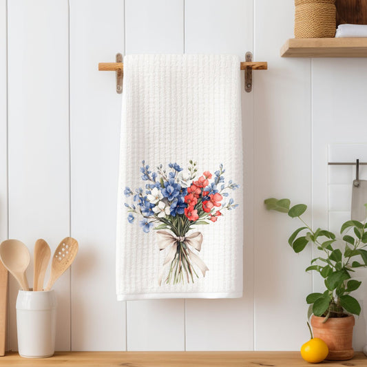 Patriotic Floral Bouquet Tea Towel