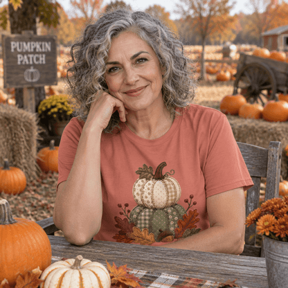 Faux Patchwork Pumpkin Harvest T-Shirt