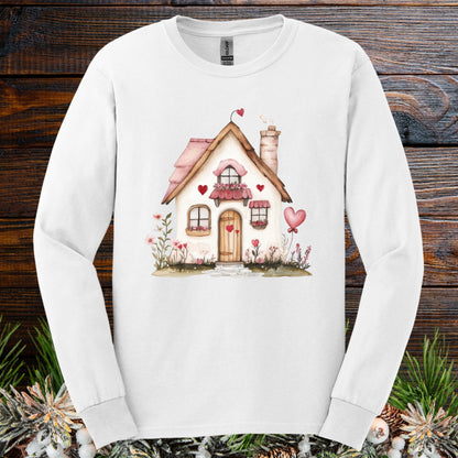 Cute Pink Valentine's Cottage Long Sleeve Tee