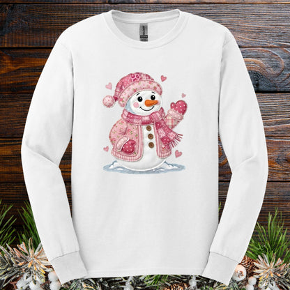 Pink Faux Patchwork Valentine's Snowman Sweatshirt