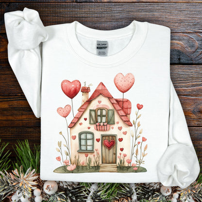 Sweet Pink and Green Valentine's Cottage Sweatshirt