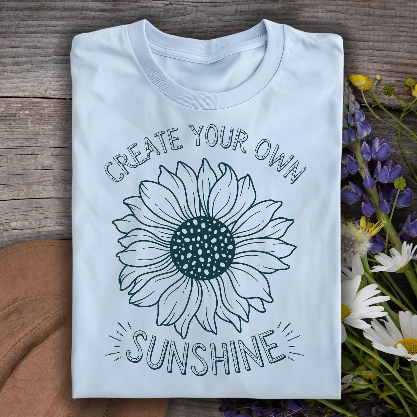 Wild Petal Threads T-Shirt Light Blue / S Create Your Own Sunshine Sunflower T-Shirt