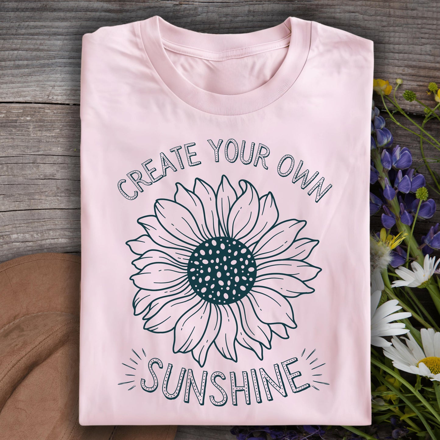 Wild Petal Threads T-Shirt Light Pink / S Create Your Own Sunshine Sunflower T-Shirt